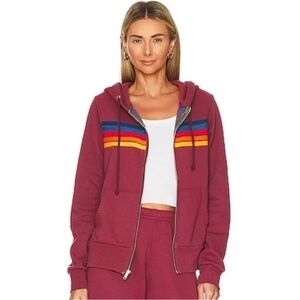 SET Aviator Nation Burgundy Stripes Sweatset